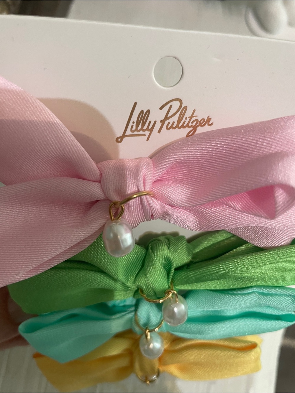 Lilly Pulitzer Pink Pearl Bow Hair Tie